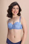 Zivame Print Paradise Padded Regular Wired 3/4th Coverage Strapless Bra - Blue Animal Print — thumbnail 1